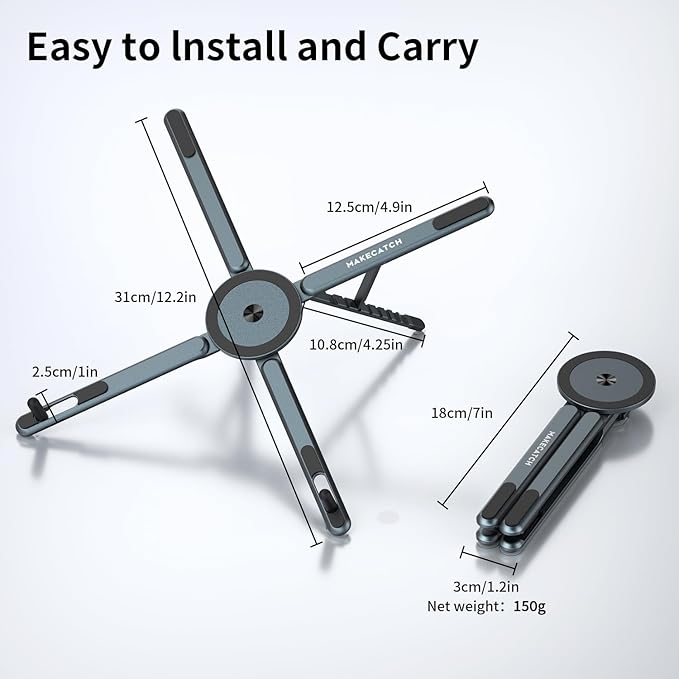 Adjustable Laptop Stand for Desk, Magnetic Phone Holder - Image 4