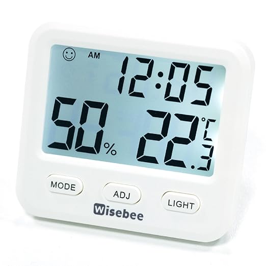 Wisebee Digital Indoor Hygrometer Thermometer, 2.9" Backlit Temperature by Wisebee