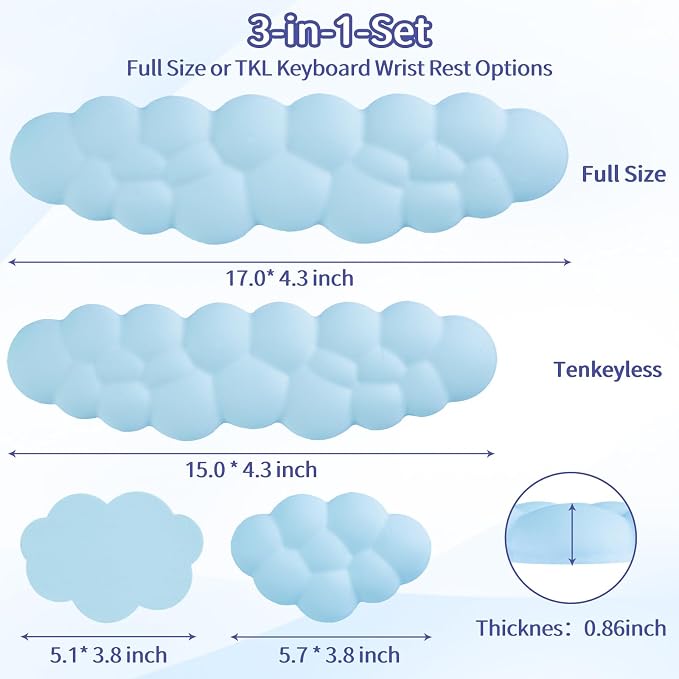 Cloud Wrist Rest Keyboard, Cloud Keyboard Wrist Pad Set - Image 7