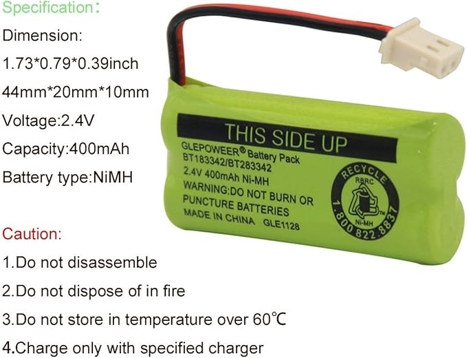 BT183342/BT283342 2.4V 400mAh Ni-MH Battery Pack, Also Compatible - Image 2