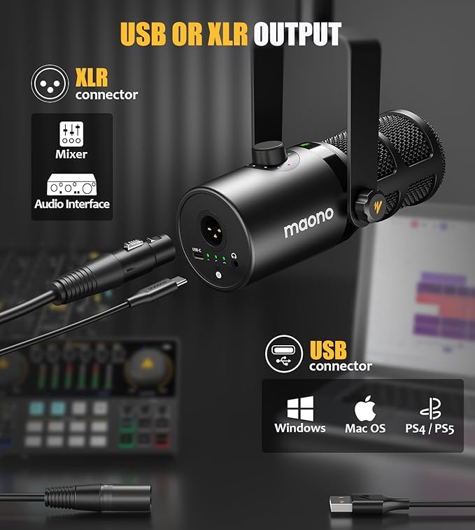 MAONO Dynamic Microphone, USB/XLR Podcast PC Microphone - Image 7