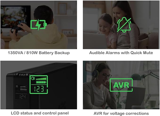 APC Back-UPS Pro 1350VA UPS, 810W Battery Backup & Surge Protector, 10 Outlets - Image 3