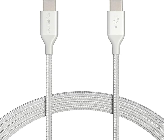Amazon Basics USB-C to USB-C 2.0 Fast Charger Cable, Nylon Braided Cord by AmazonBasics