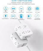 Surge Protector Power Strip 15 Ft Long Cord, HANYCONY Extension Cord 15 Feet - Image 2