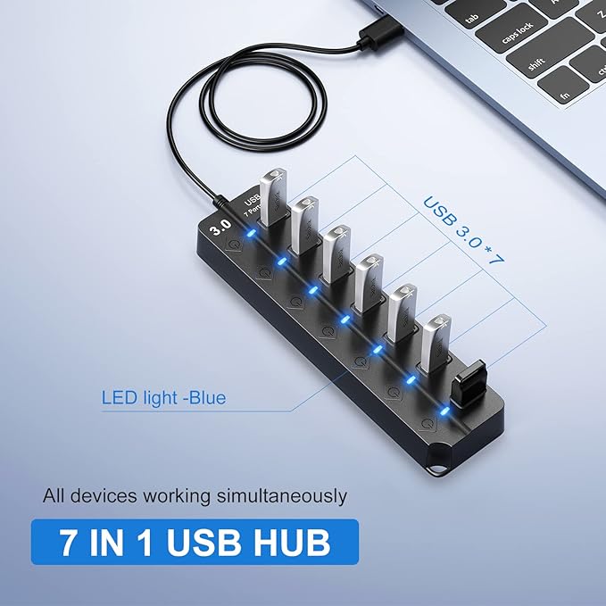 ONFINIO USB Hub 3.0, 7-Port USB Hub Splitter - Image 2