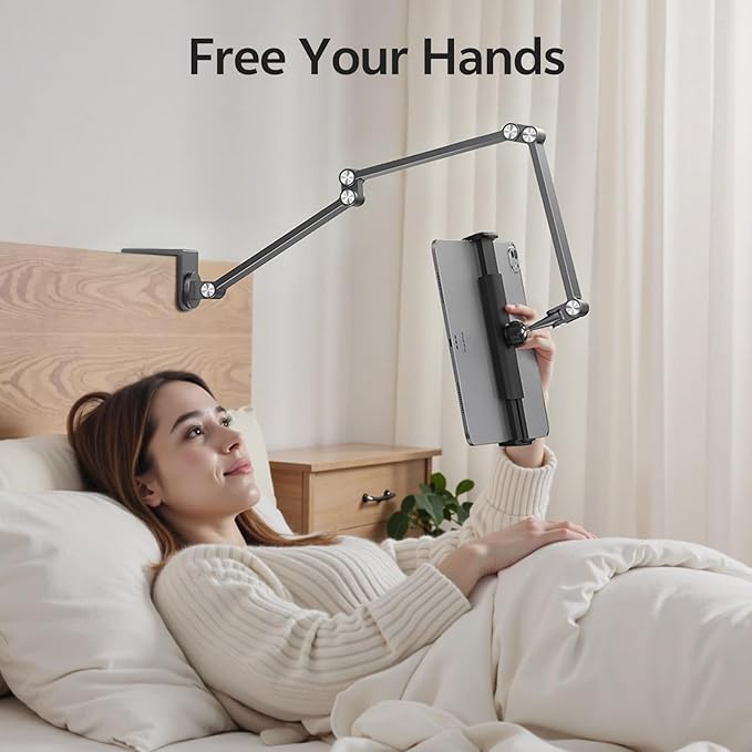 Tablet Stand iPad Phone Holder for Desk, Heavy Duty Aluminum 360° Rotating & - Image 4