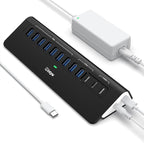 Powered USB Hub 10Gbps, intpw YH9AC 12-Port USB C Hub by intpw