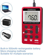 Retekess V112 AM FM Portable Pocket Radio, FM Receiver, Digital Tuning Stereo - Image 6