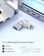 64GB USB C Flash Drive, Dual Drive USB 3.0 and Type C Thumb Drive Up to 110MB/s - Image 2
