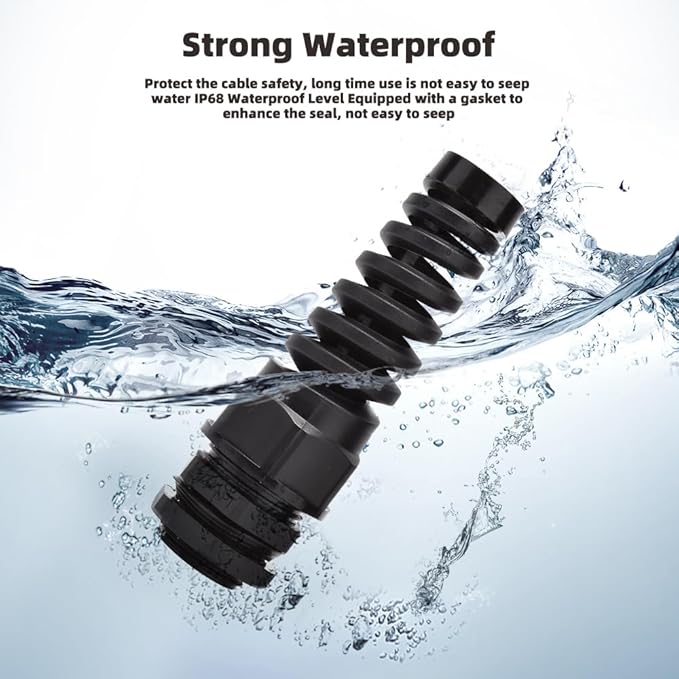 Strain Relief Cord Connector, CGELE 2 Pack NPT 3/8" Waterproof Cable Gland Cord - Image 3