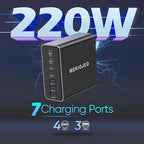 Aluminum Alloy 220W USB C Charger 7 Port Fast Charging Station, 65W USB C - Image 2