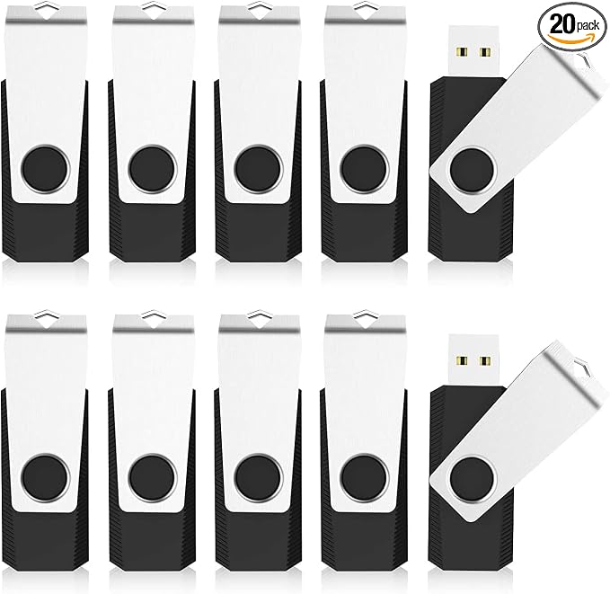 20Pack 1GB USB Flash Drive 2.0 Stick, TOPESEL Bulk Thumb Drive Swivel 1GB Pen by TOPESEL