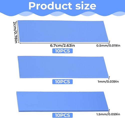 30 Pcs 2.6 * 0.8 Inches Silicone Thermal Pad Reusable CPU Thermal Pad Heat - Image 2