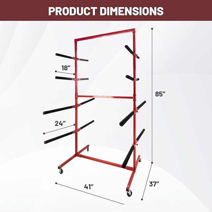 Mobile Bumper Storage Rack, 8 Pairs of Arms Double Sided Bumper Stand - Image 3