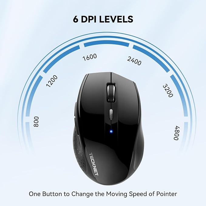 TECKNET Bluetooth Mouse, 4800 DPI Wireless Mouse, 2-Year Battery 6 Adjustable - Image 2