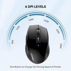 TECKNET Bluetooth Mouse, 4800 DPI Wireless Mouse, 2-Year Battery 6 Adjustable - Image 2