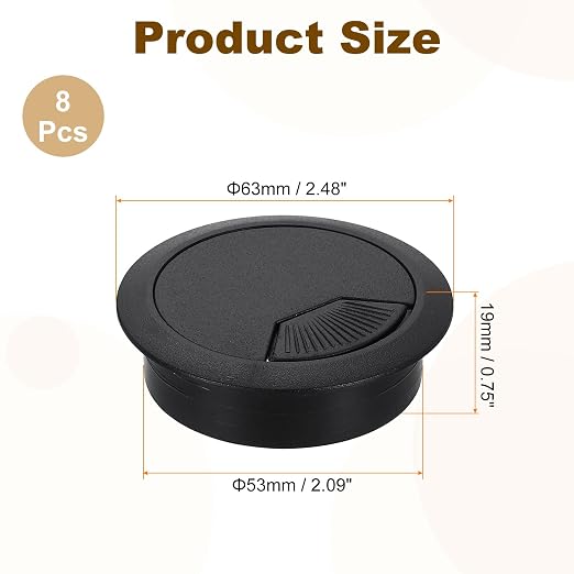 uxcell 8 Pcs 53mm Desk Grommet, Plastic Cable Hole Cover, Wire Cord Cable - Image 2