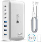 200W Charging Station for Multiple Devices, 8-Port USB C Charger Block Fast by lightningofertas