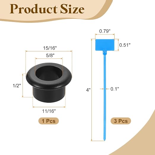 uxcell Desk Grommet, 11/16" Zinc Alloy Cable Hole Cover Wire Cord Organizer - Image 2