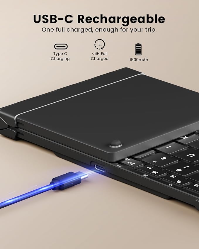 ProtoArc Backlit Foldable Keyboard, XK01 Plus Folding Portable Bluetooth - Image 6