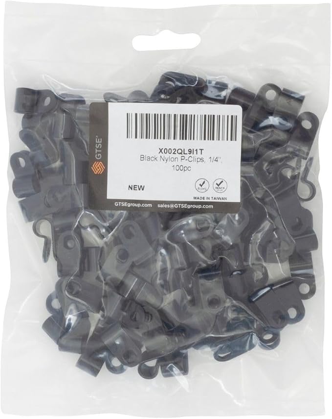 GTSE Black Nylon Plastic Cable Clamps, 1/4" Screw Mounts - Image 5