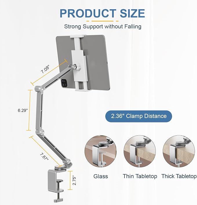 Tablet Stand Holder, Adjustable Foldable Tablet Arm iPad Desk Mount - Image 4