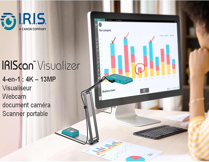 IRIScan Visualizer Webcam Document Camera v7:4K UltraHD-13MP, Free Readiris PDF - Image 2