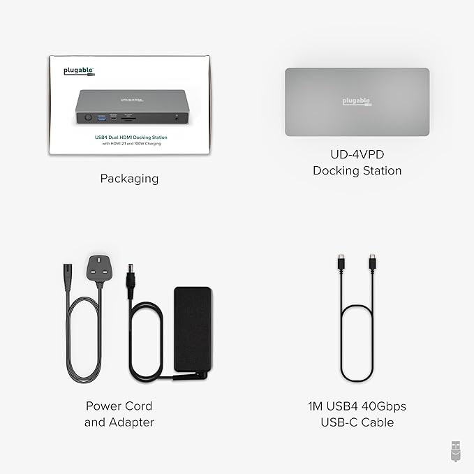 Plugable USB C Docking Station Dual Monitor, USB4 40G 100W Laptop Charging Dock - Image 6