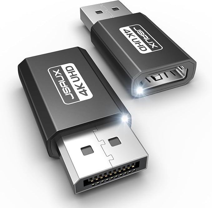 4K DisplayPort to HDMI Adapter 2-Pack, JSAUX DP PC to HDMI Monitor Converter by JSAUX
