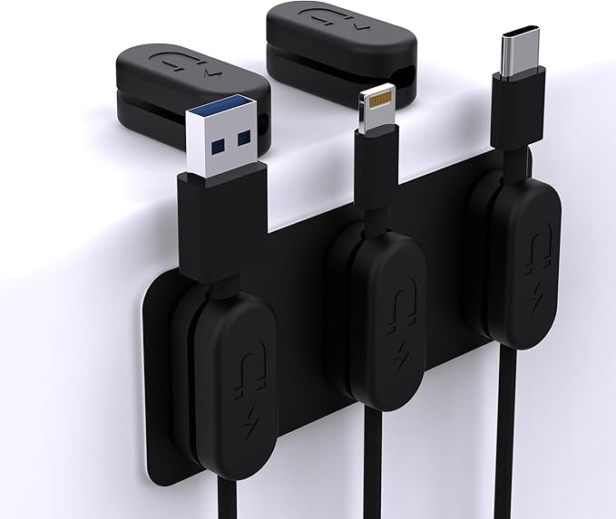 ChargeWorx Pack of 5 Magnetic Cable Clips, Cord Organizer by Chargeworx