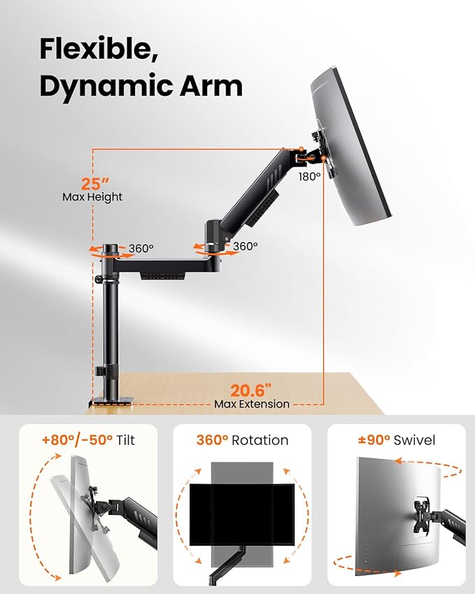 ErGear Vertical Dual Monitor Stand, Stacked Monitor Mount - Image 5