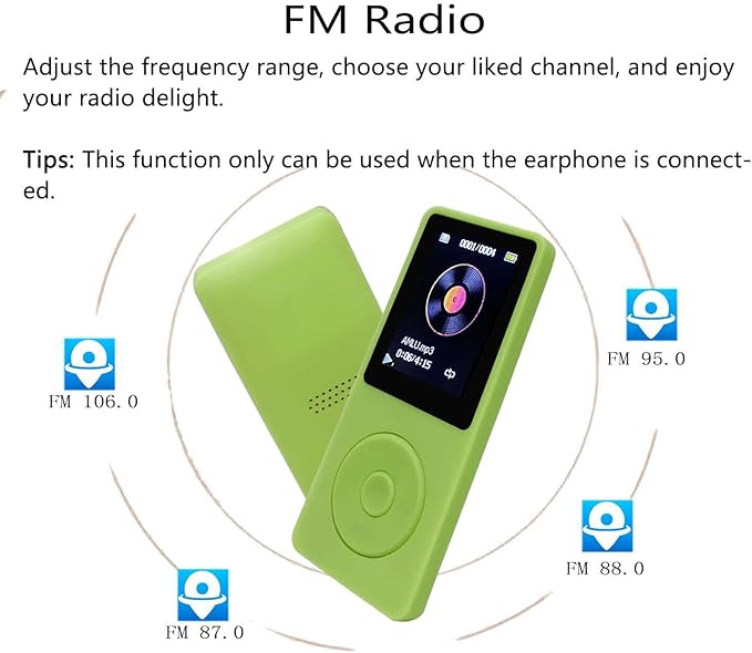 MP3 Player 32GB with Speaker Earphone Portable Mini Green Music Player Support - Image 3