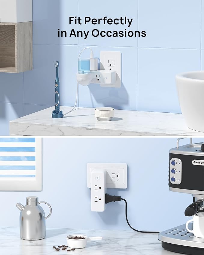 TROND Outlet Extender Surge Protector, 6 AC Outlet Splitter - Image 4