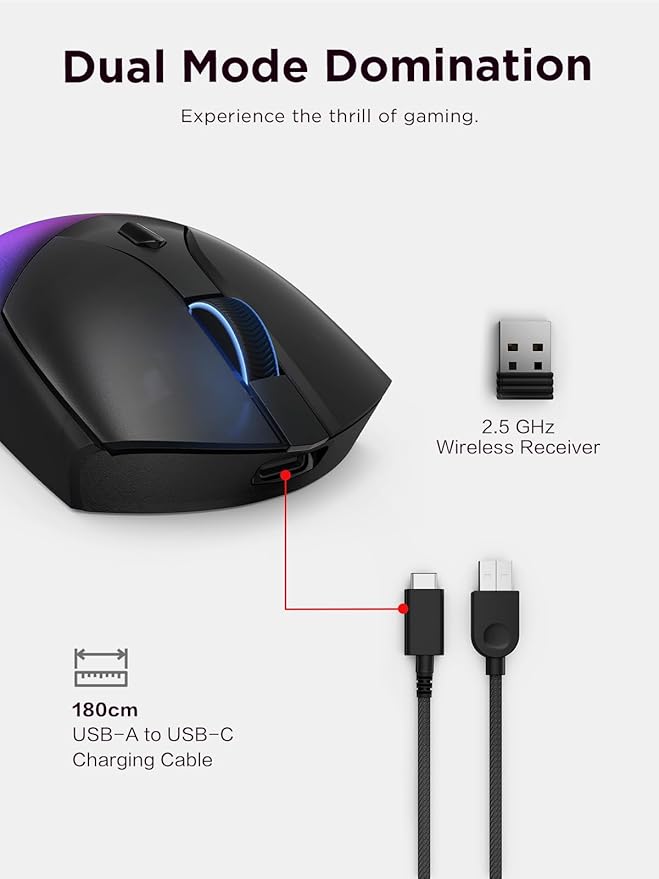 Lenovo Legion M410 Wireless RGB Gaming Mouse – 6 Button Palm Grip Mouse - Image 8