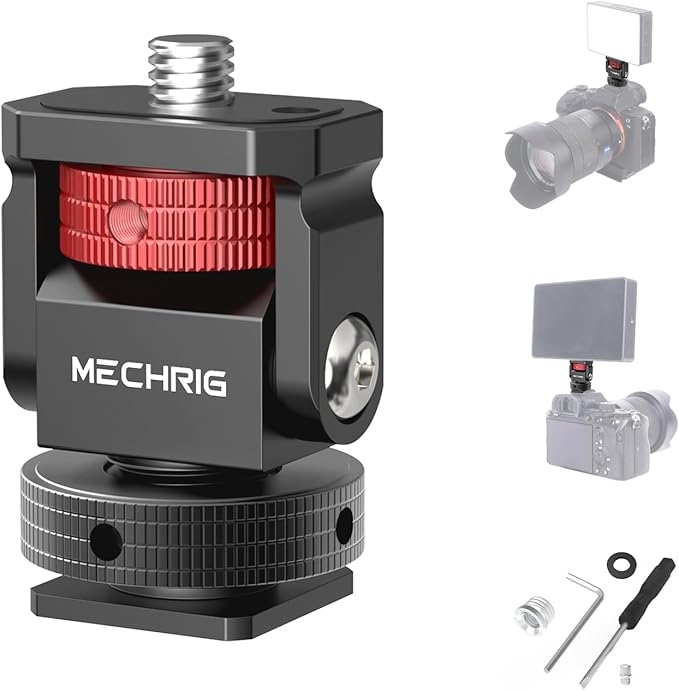 Mini Camera Monitor Mount with Cold Shoe, Aluminum Cold Shoe Mount Adapter with by Mechrig