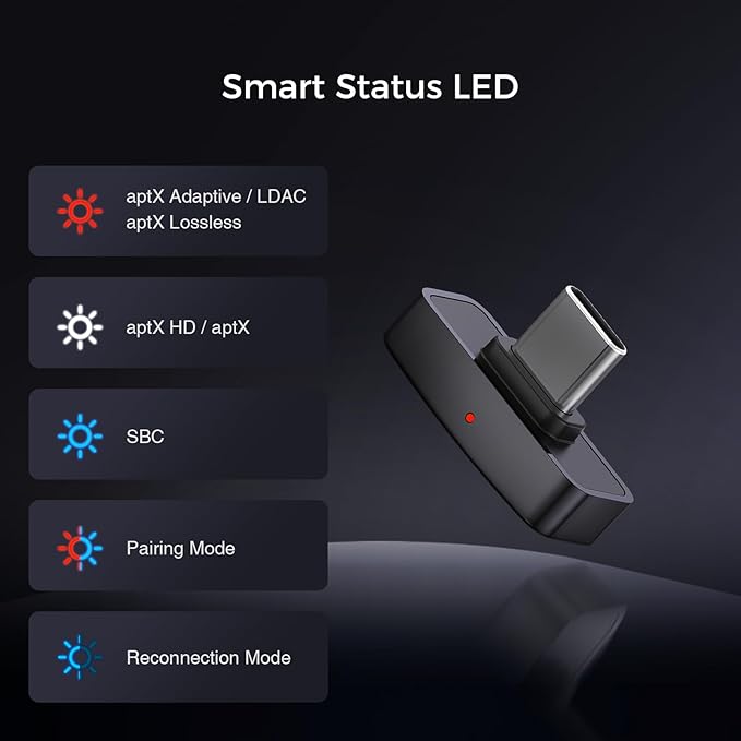 QCC Dongle Pro USB-C Bluetooth Adapter, aptX Lossless&aptX-Adaptive, Low - Image 8