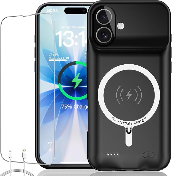 Battery Case for iPhone 17, Upgraded 10000mAh Ultra-Slim Rechargeable Portable by KCKEBLM