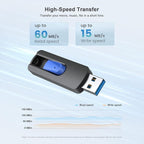 JUANWE 32GB Flash Drive 3.0 USB 5 Pack Thumb Drive Retractable Slide Memory - Image 2