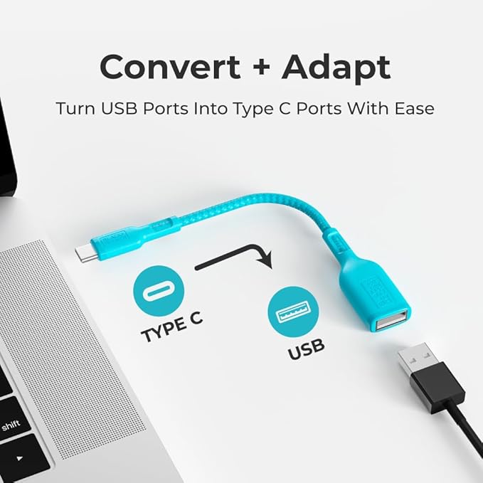BLACK+DECKER USB C to USB A Adapter, USB C Male to USB Female Adapter Nylon - Image 4