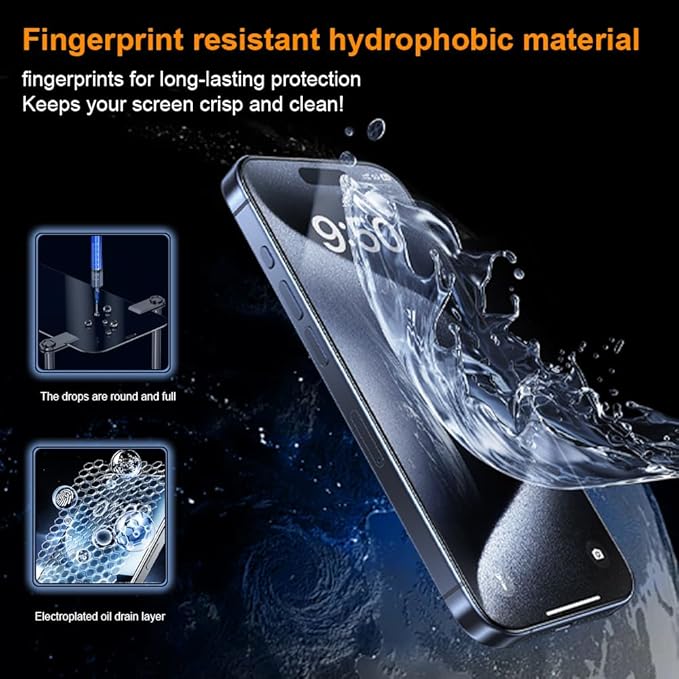 OneFish Screen Protector for Iphone 16 Pro Max, HD Clarity Tempered Glass Film - Image 5