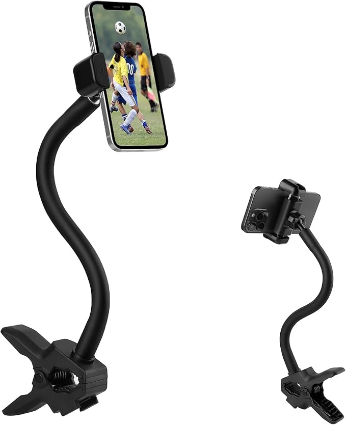 Gooseneck Phone Holder Jaws Flex Clamp Clip Mount, 11.8" Long Gooseneck Arm by Mippko