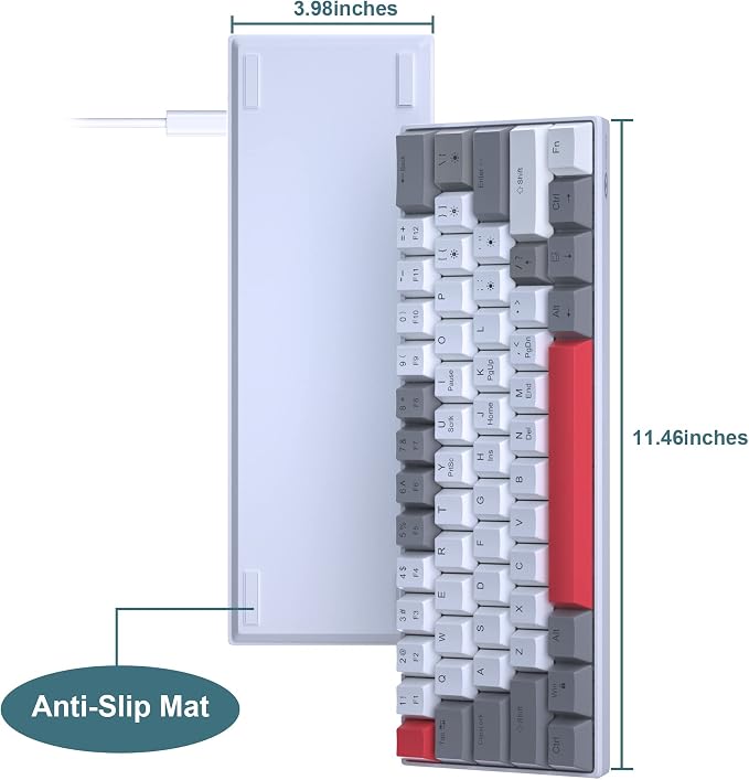 60% Mechanical Gaming Keyboard, Mixed Color Keycaps Gaming Keyboard - Image 8