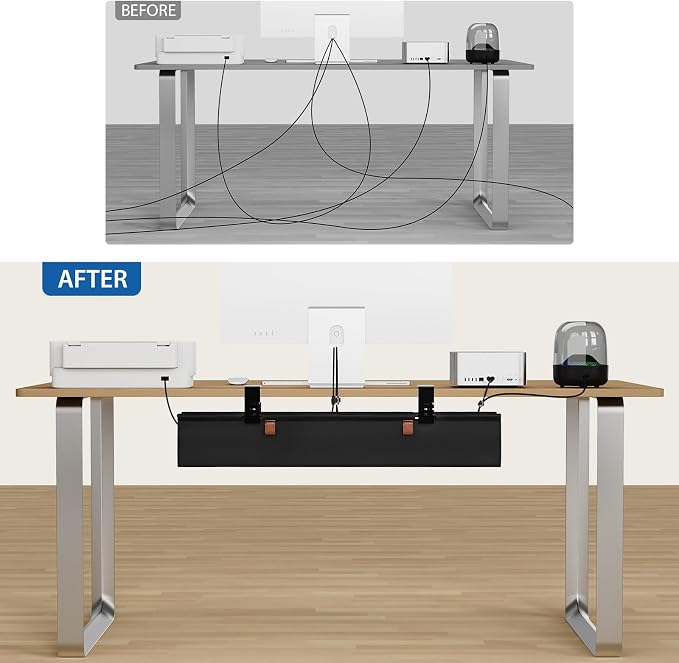 Zilink No Dril Under Desk Cable Management Tray 30" Standing Desk Cable - Image 5