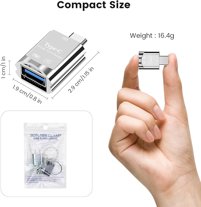 BORLTER CLAMP USB C Micro SD Card Reader, Type C SD Card Reader - Image 5