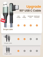 AINOPE USB to USB C Cable 3.1A Type C Charger Fast Charging, Right Angle USB to - Image 2