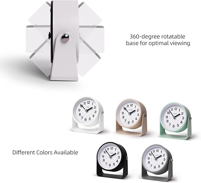 Analog Alarm Clock, Silent Non-Ticking Quartz Movement, Battery-Operated - Image 4