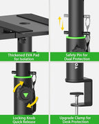 Set of 2 Dual Side Clamping Studio Monitor Stands Short Desktop Clamp Speaker - Image 3