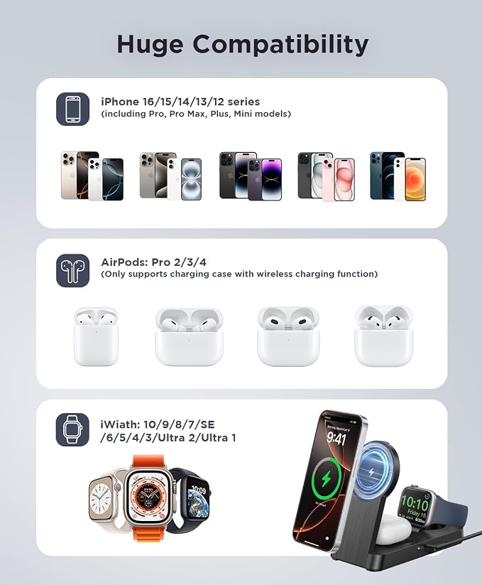 3 in 1 Magnetic Wireless for iPhone Charging Station: Foldable Portable Charger - Image 4
