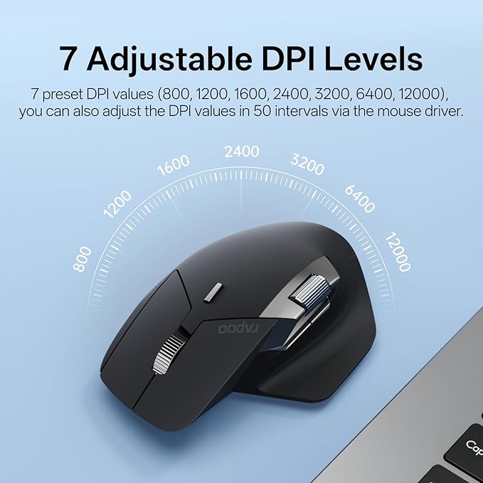 Rapoo MT760 PRO Wireless Mouse, NearLink + Bluetooth 5.0 Multi-Device, 12K DPI - Image 6