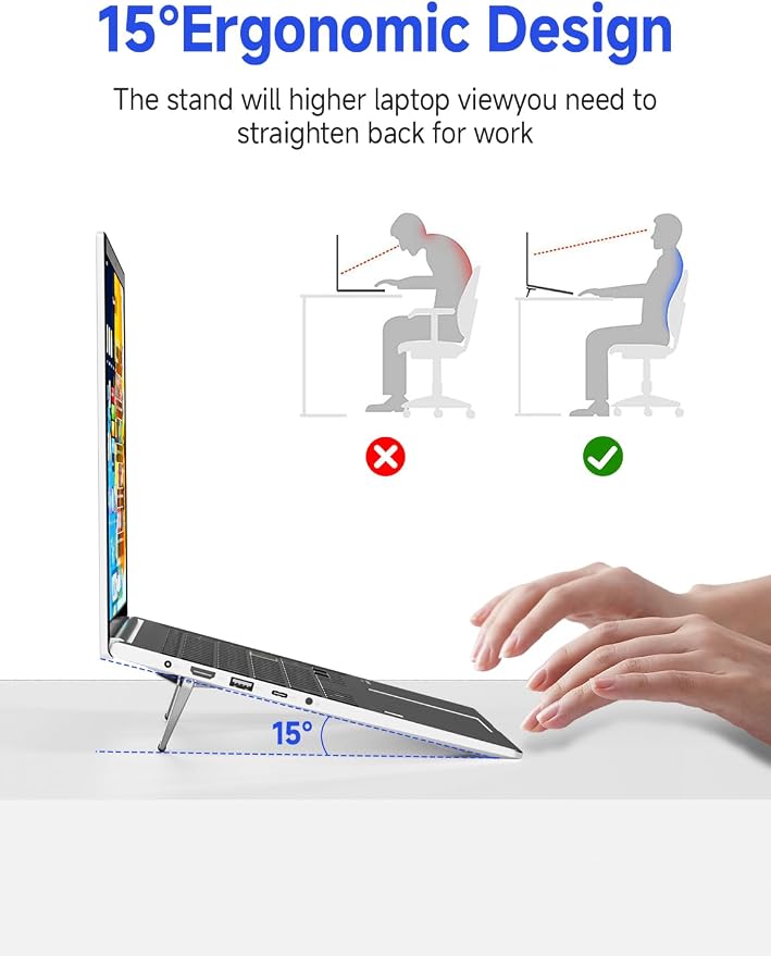 Portable Laptop Stand, Mini Aluminum Keyboard Riser, Foldable Cooling Pad - Image 3